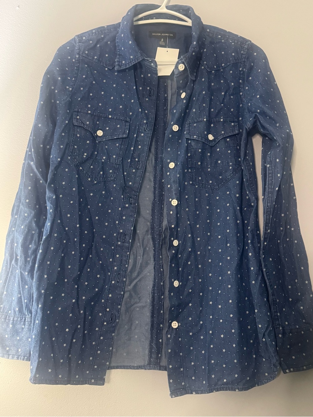 Silver Jeans Dark Blue Star-Print Button-Up Shirt